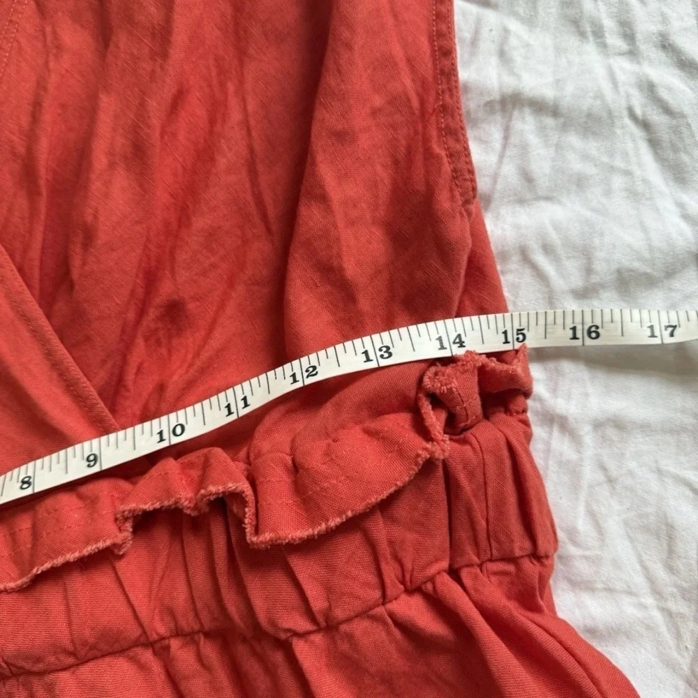 IRO “Billow” Red Ruffle Mini Dress Size 36 (US 4) Linen Blend V Neck Tiered - Picture 4 of 7